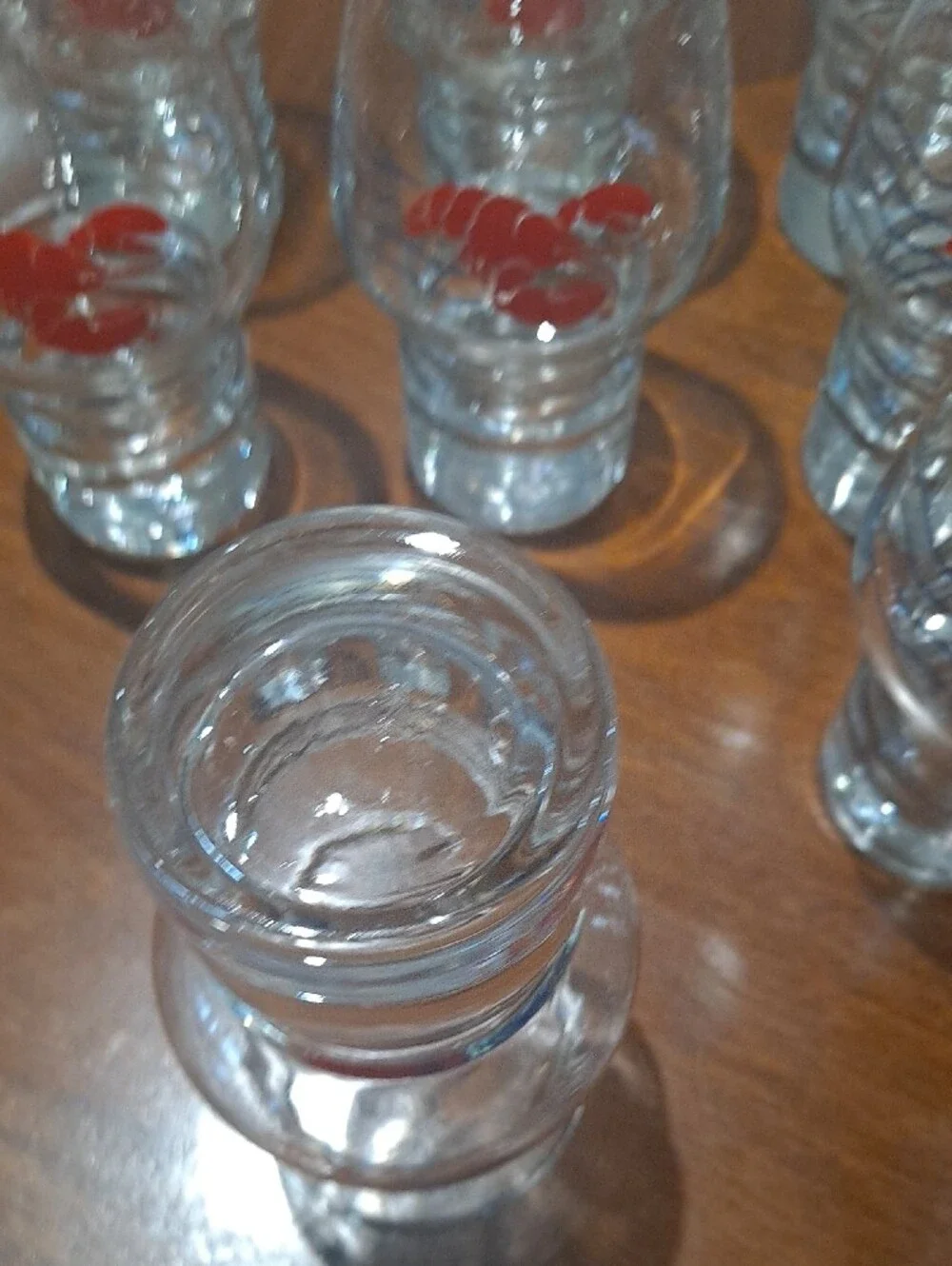 VINTAGE Libbey Clear Glass Tumblers with Red Lobster Motif - Set of 10.   NEW!